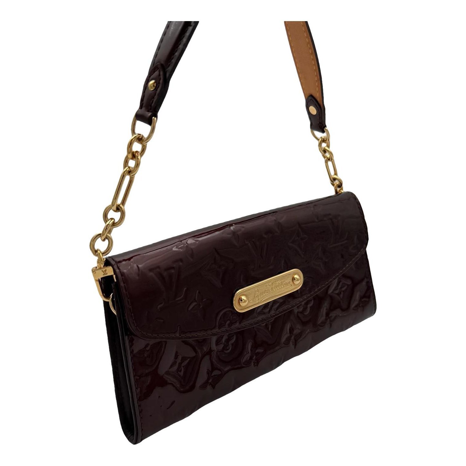 Sunset Boulevard patent leather clutch bag