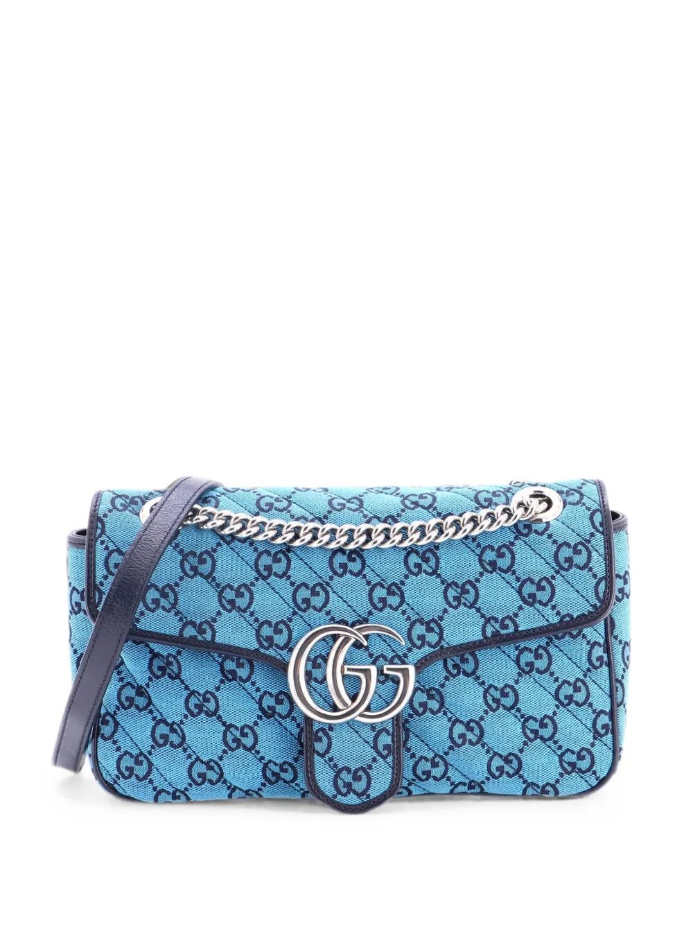 GG Marmont Flap Bag Diagonal Quilted GG Canvas with Leather Small shoulder bag