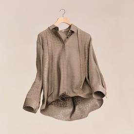 "Mosaique" Ascot Collar Shirt
