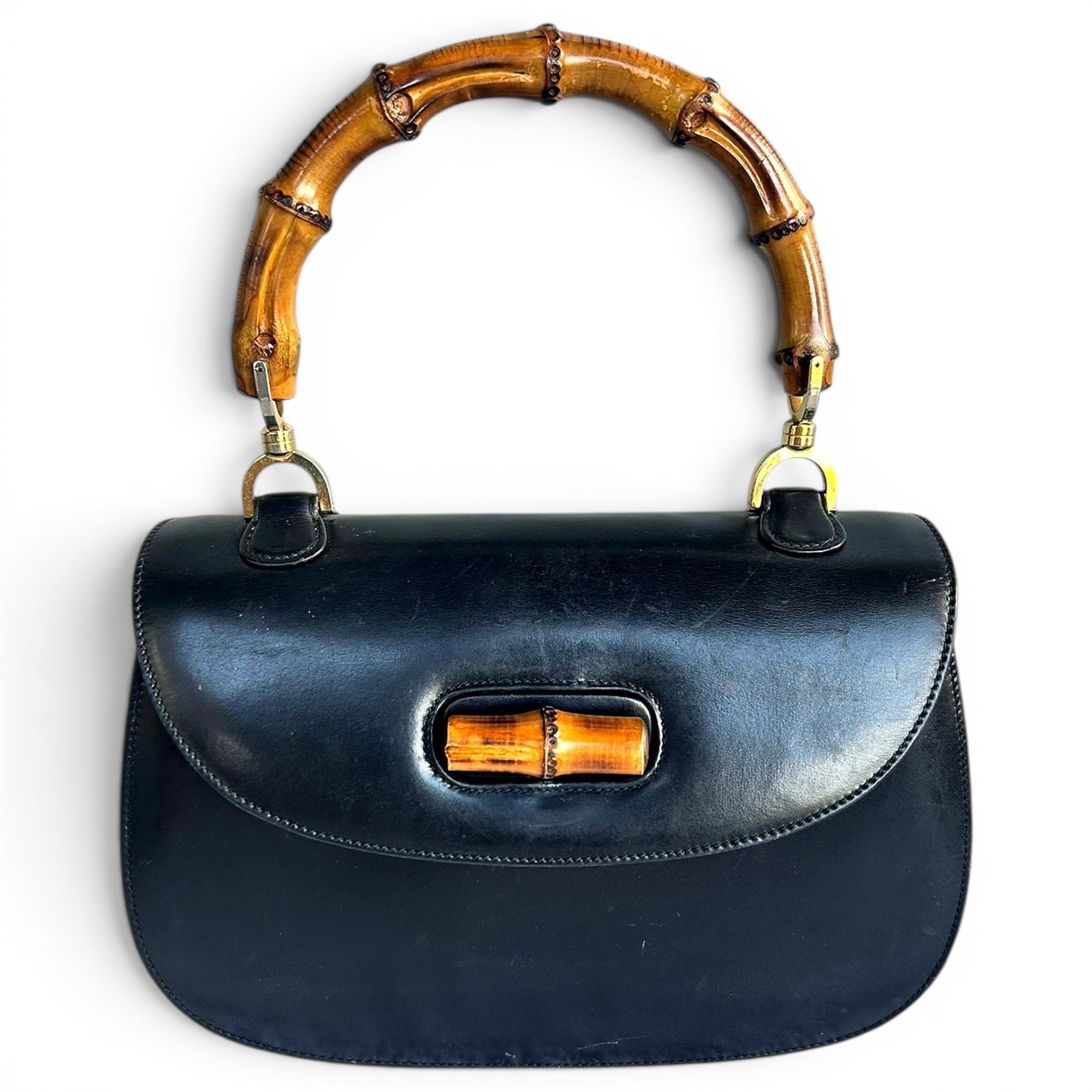 Convertible Bamboo Top Handle leather handbag