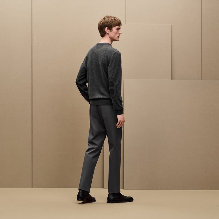 Anthracite "Maillon Chaine d'Ancre" Crewneck Cashmere Sweater