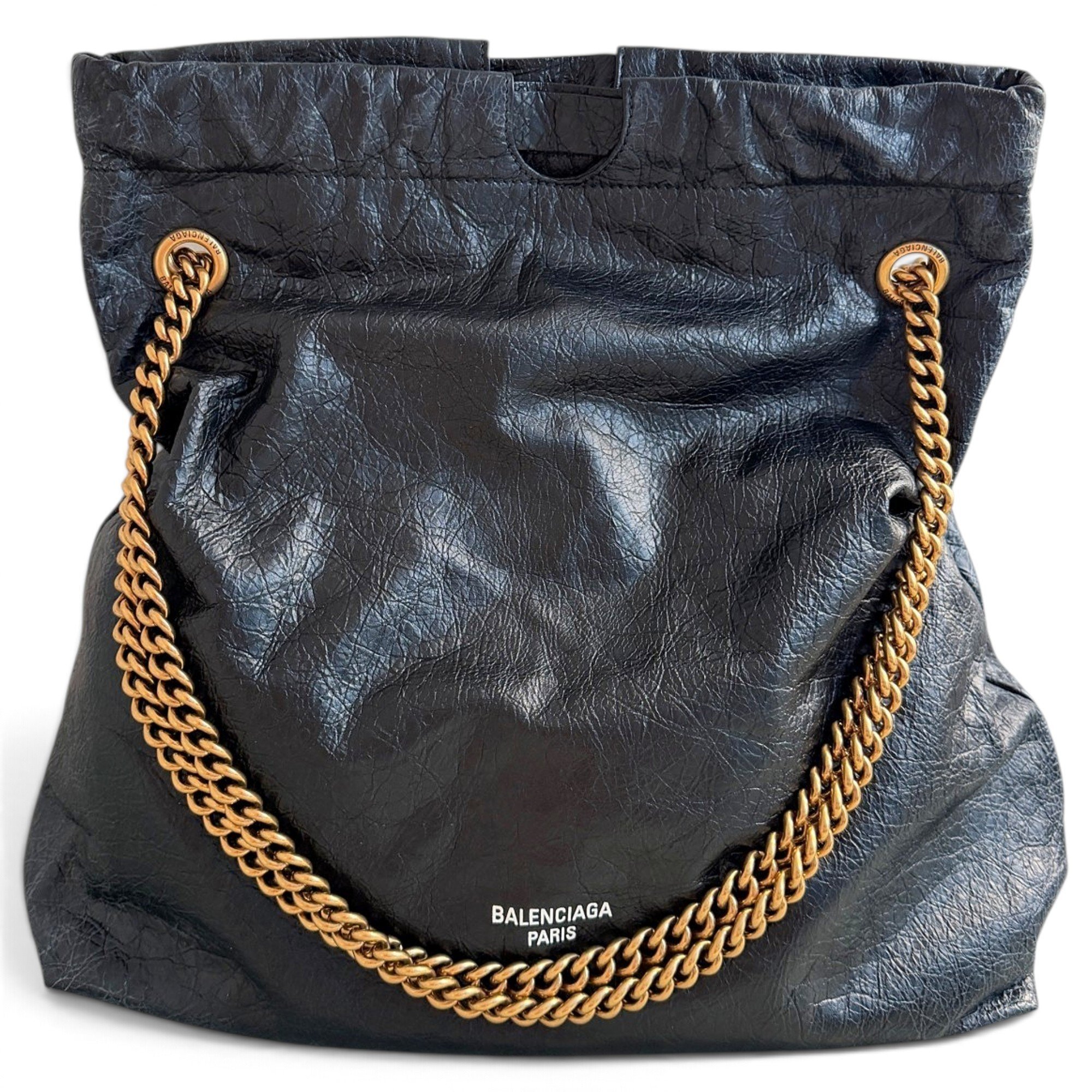 Crush leather handbag