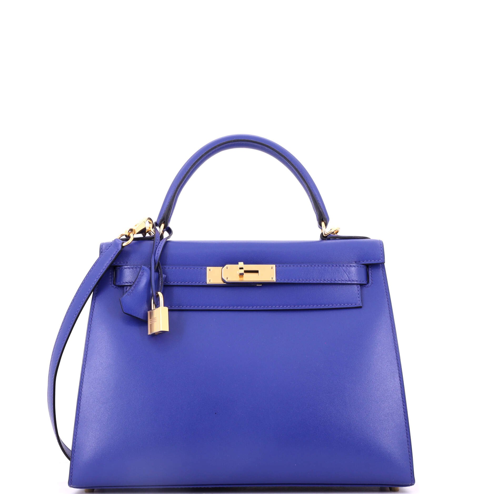 Kelly Handbag Bleu Electrique Tadelakt with Gold Hardware 28