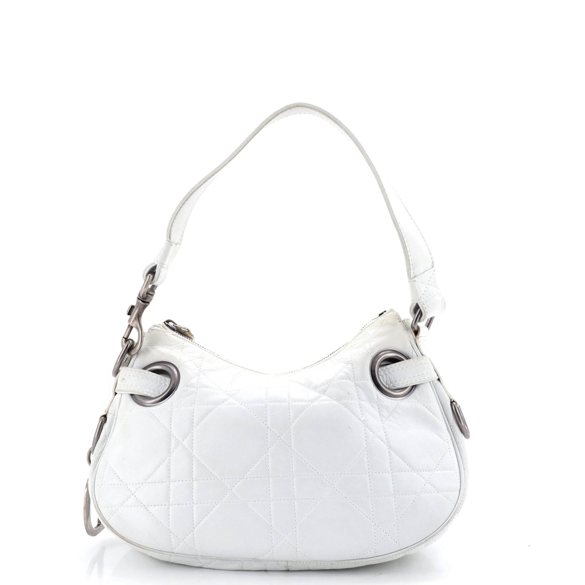 D Charm Zip Hobo Cannage Quilt Lambskin Small