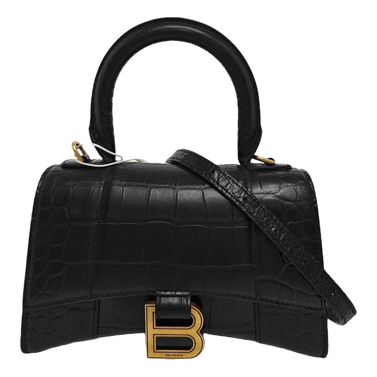 Hourglass leather handbag