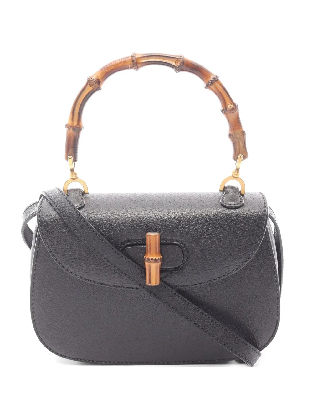 Bamboo turn-lock shoulder bag