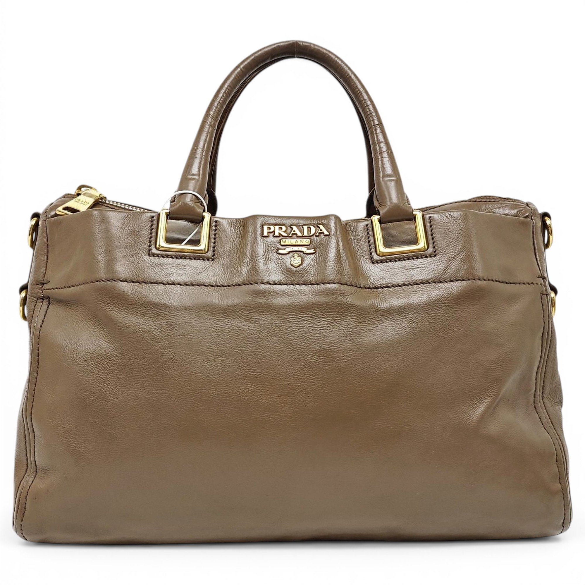 Buckle leather handbag