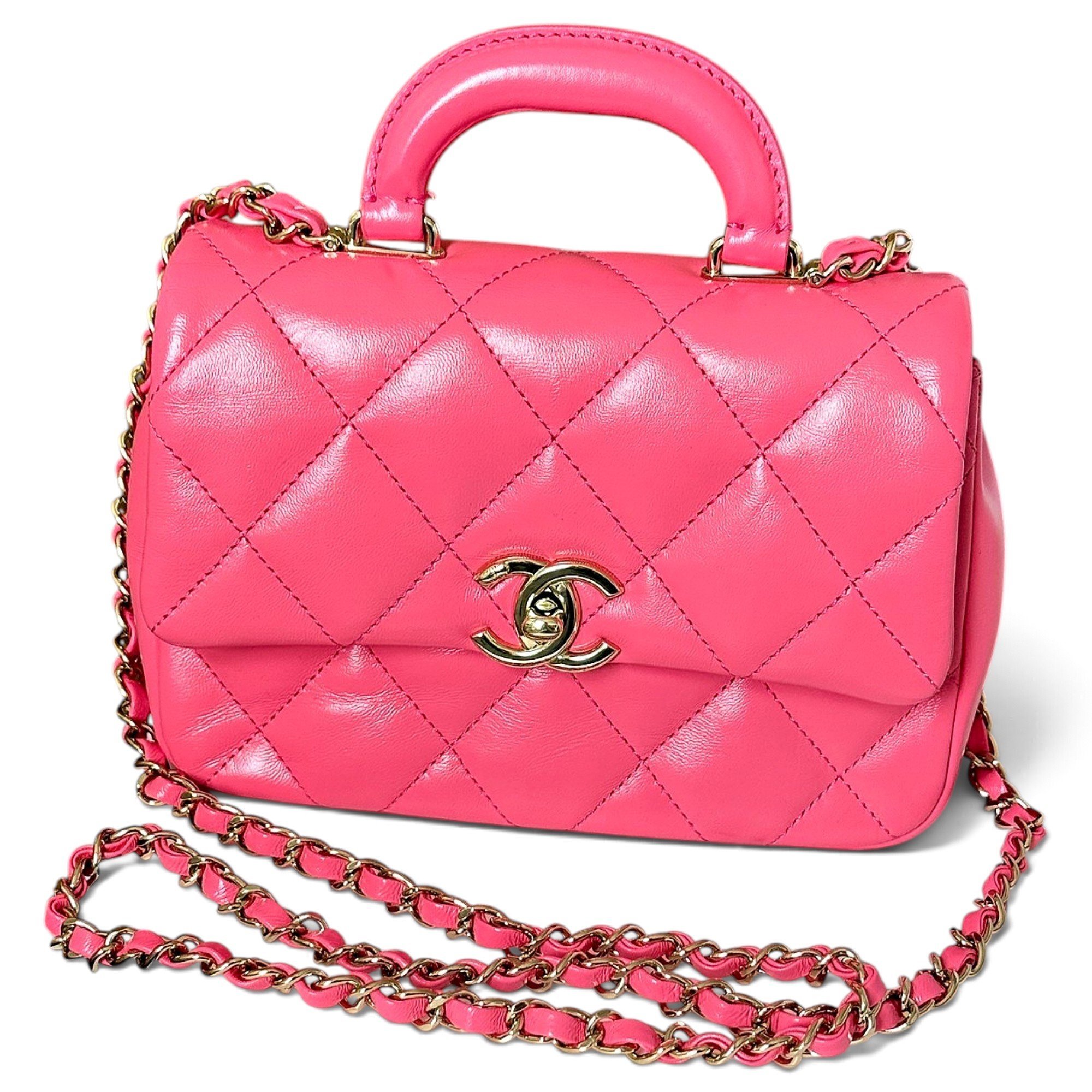 Trendy CC Top Handle leather handbag