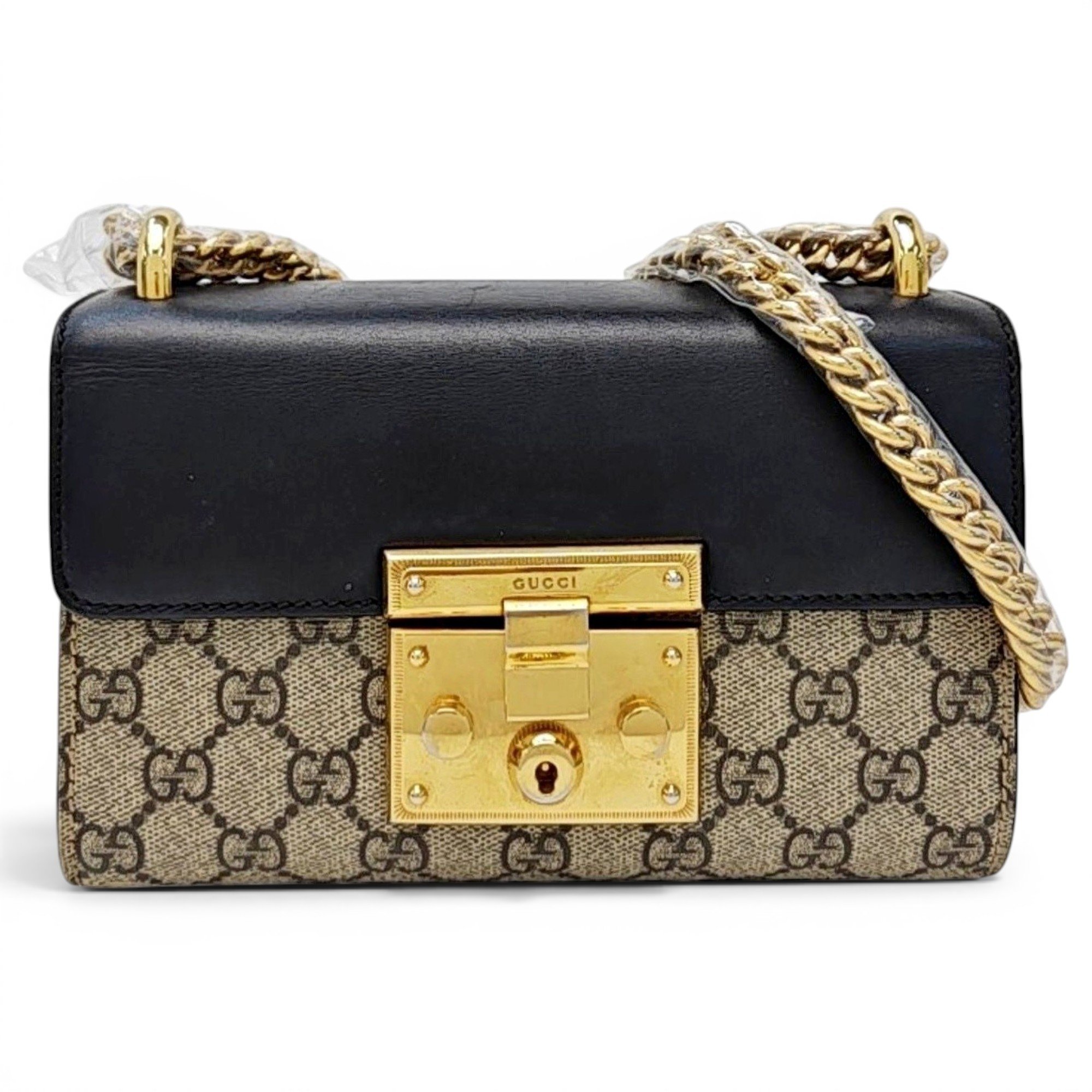 Padlock leather handbag