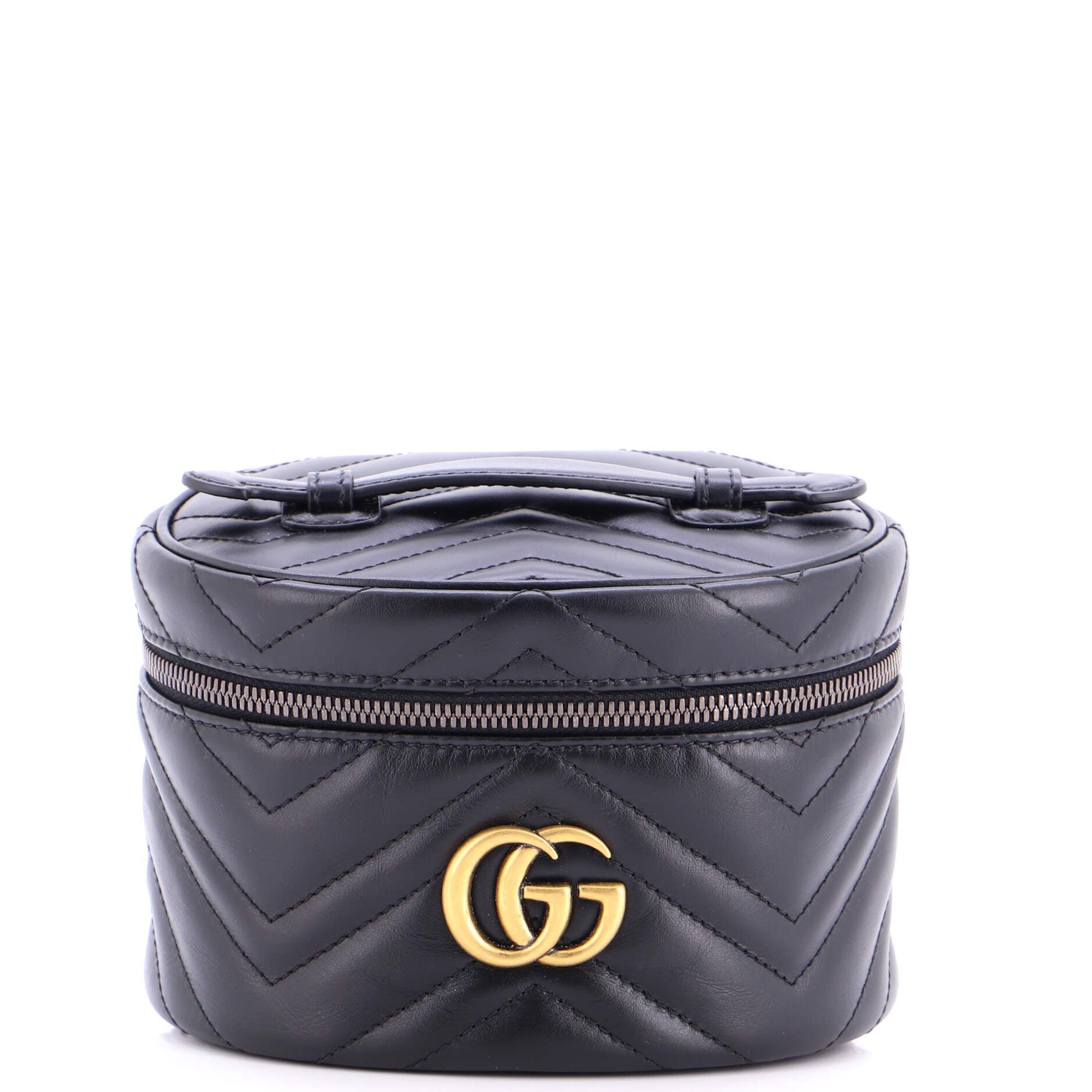 GG Marmont Top Handle Cosmetic Case Matelasse Leather Mini