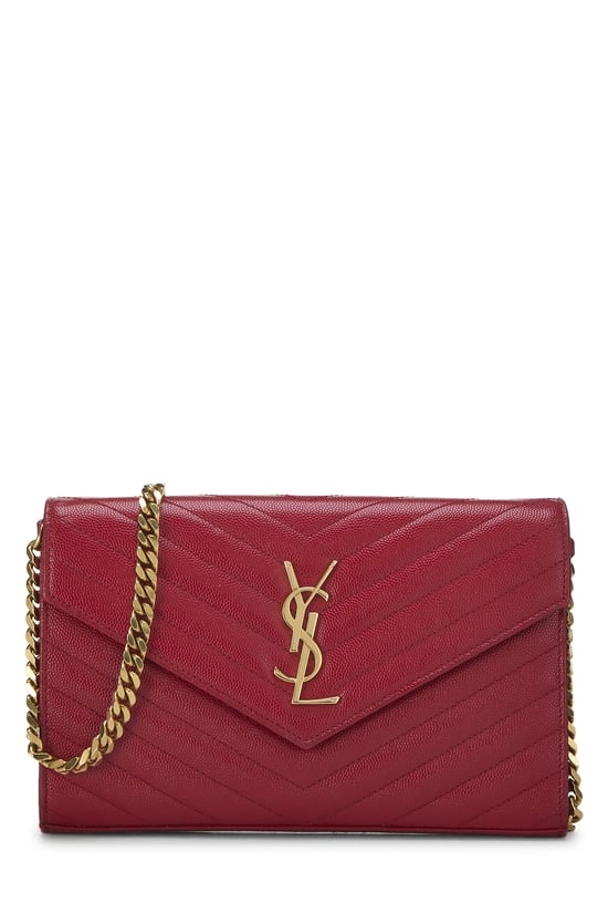 Red Grainy Leather Monogram Wallet On Chain (WOC)
