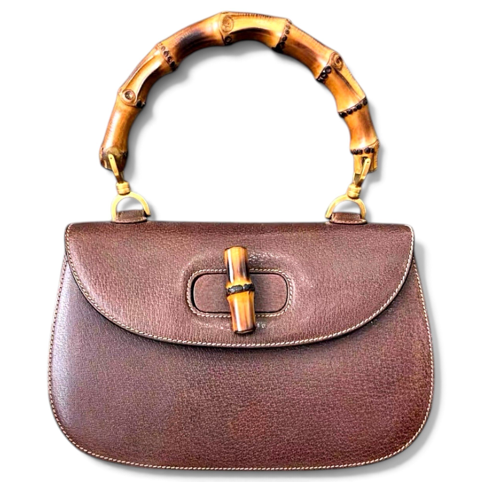 Convertible Bamboo Top Handle leather handbag