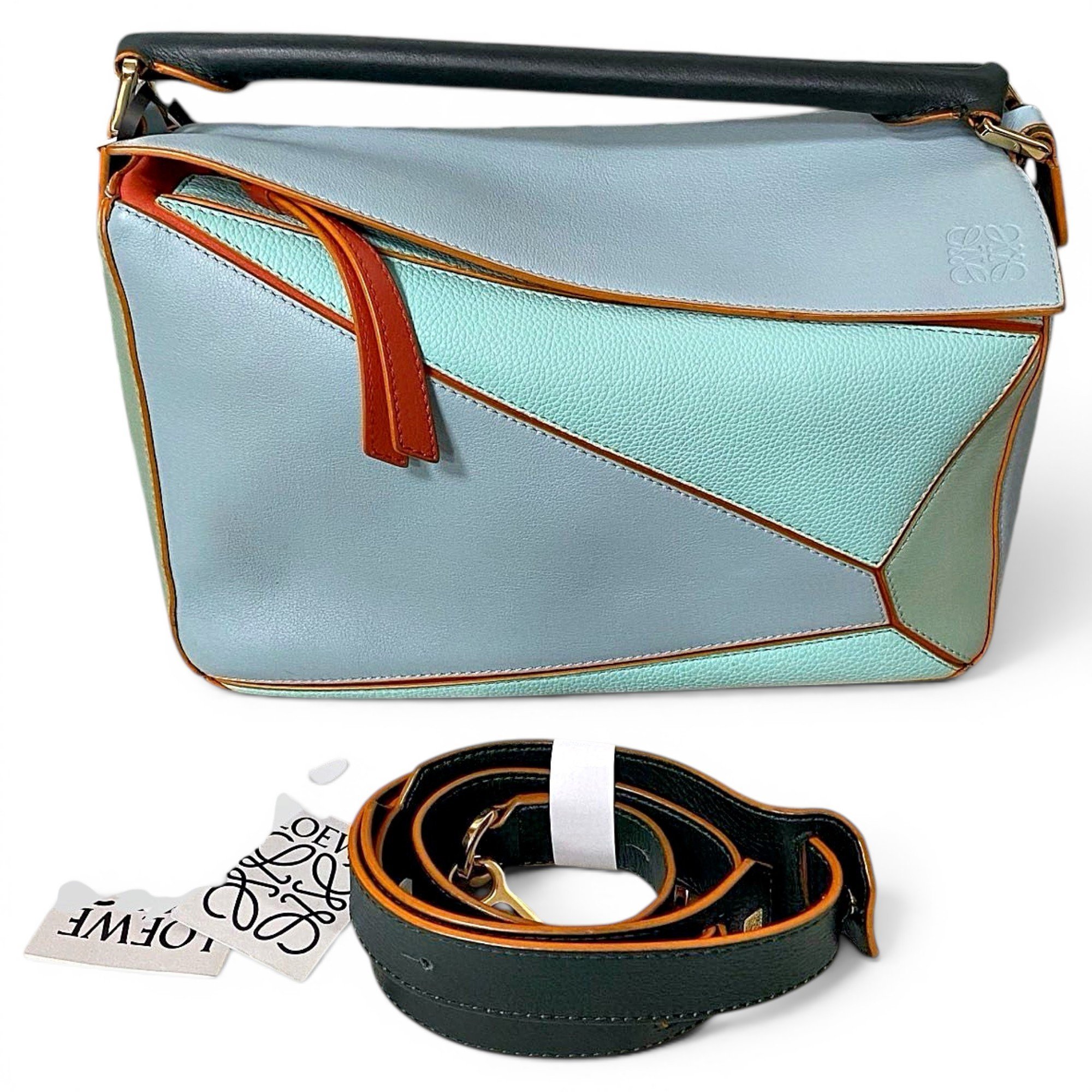 Puzzle leather handbag