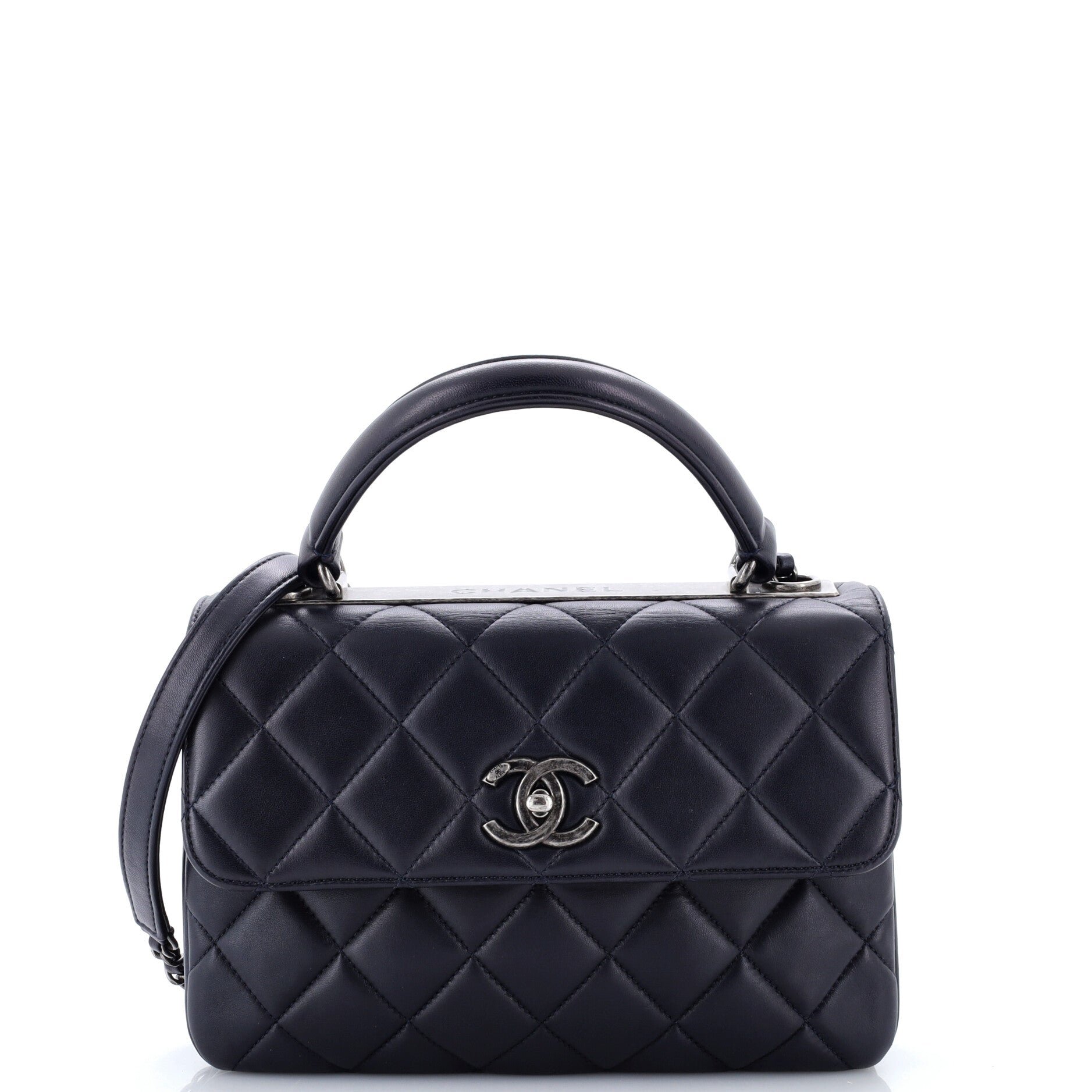 Trendy CC Top Handle Bag Quilted Lambskin Small