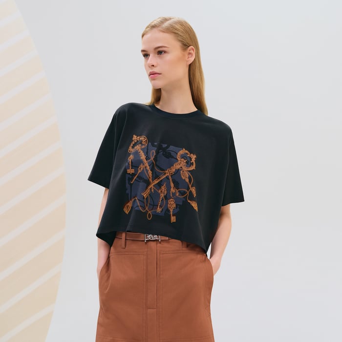 Bleu Noir "Les Clefs" Cropped T-shirt