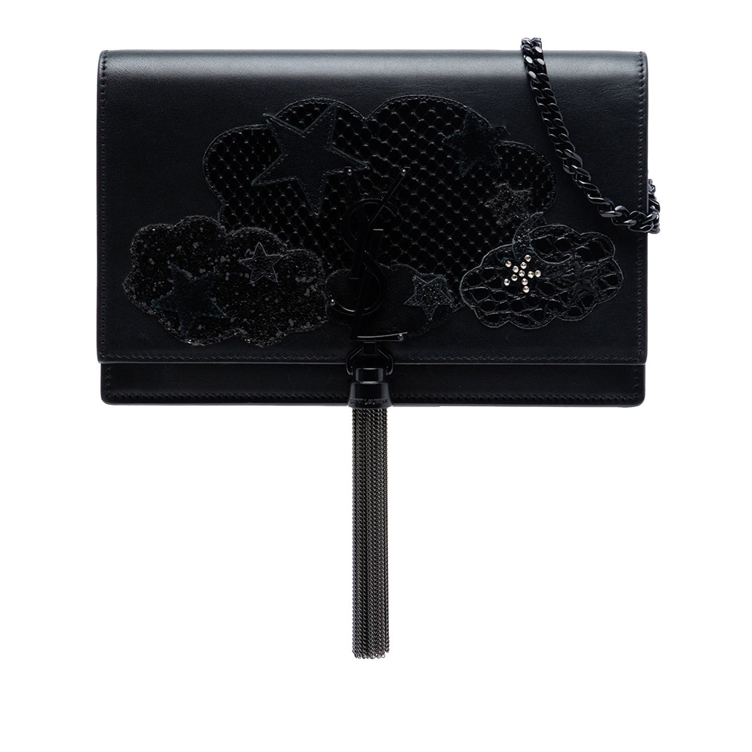 Calf Leather Calfskin Cloud Star Applique Classic Monogram Kate Tassel Wallet on Chain