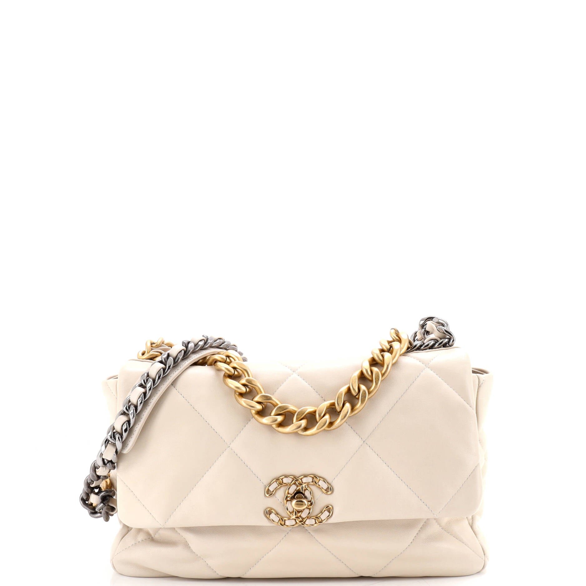 19 Flap Bag Quilted Leather Large