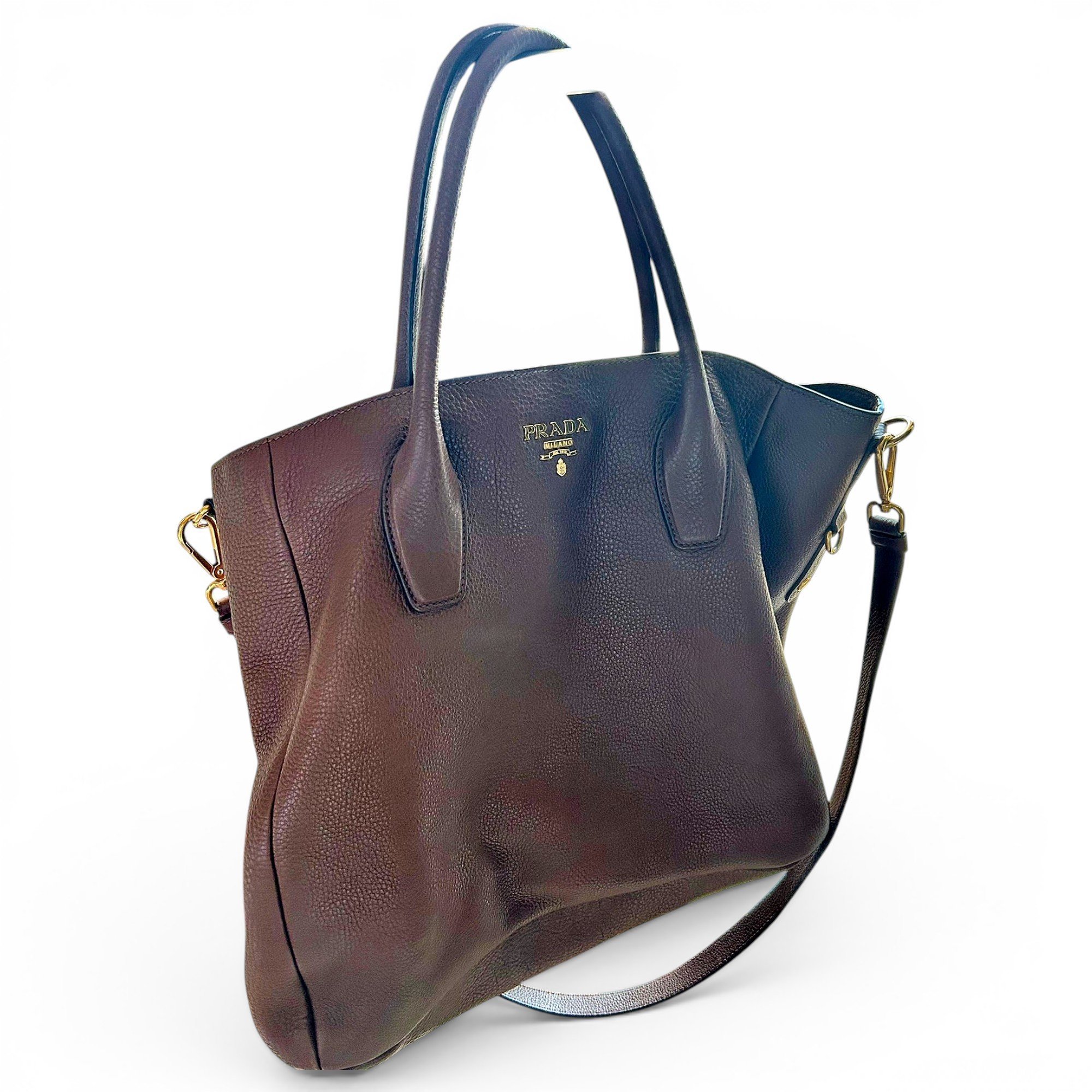 Double leather handbag