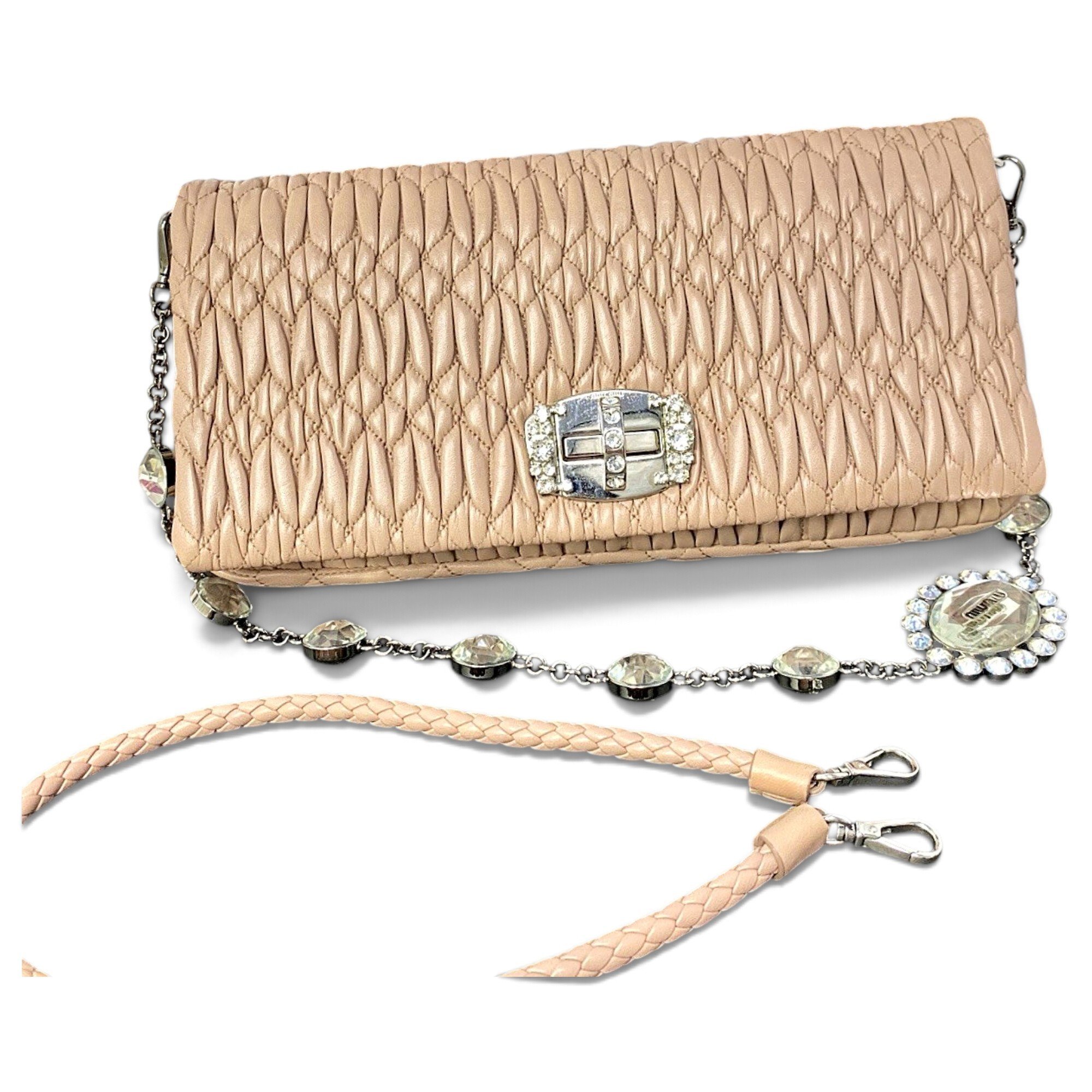 Miu Crystal leather handbag