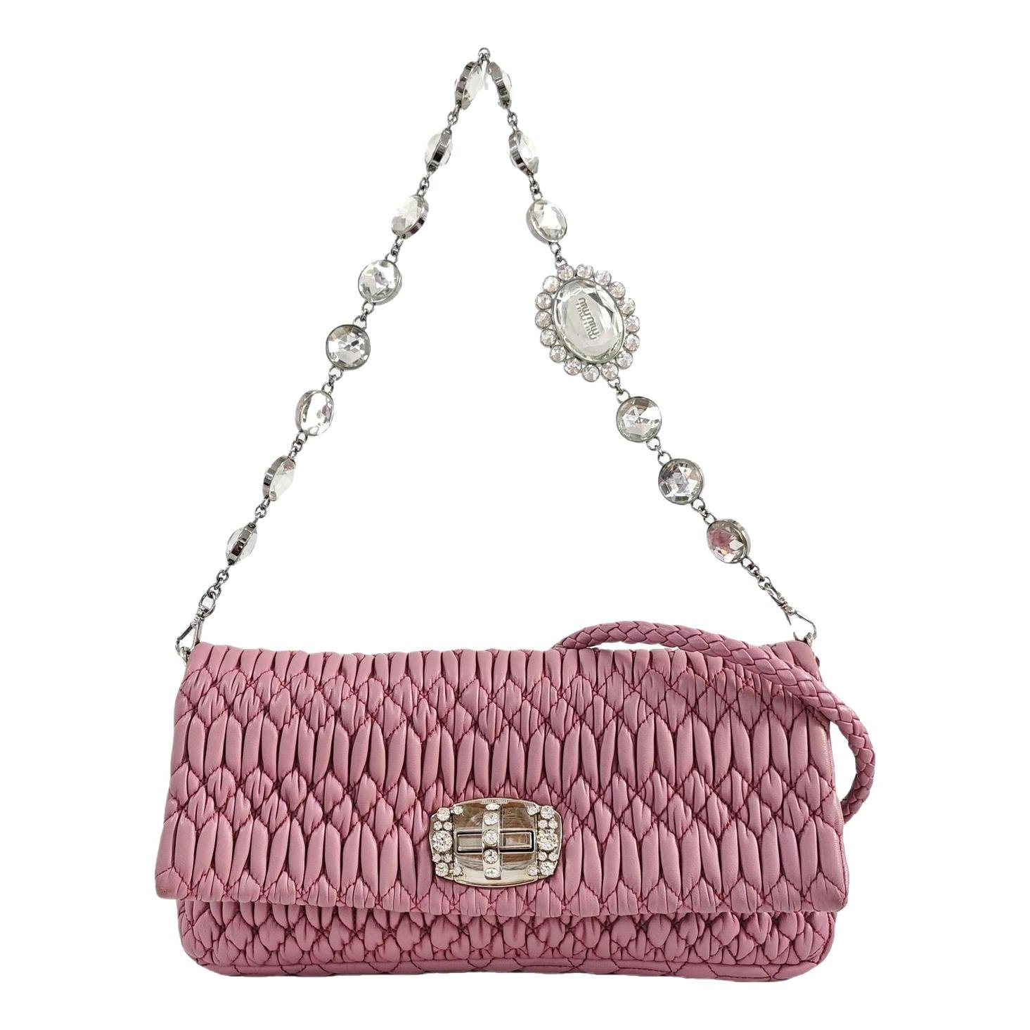 Miu Crystal leather handbag
