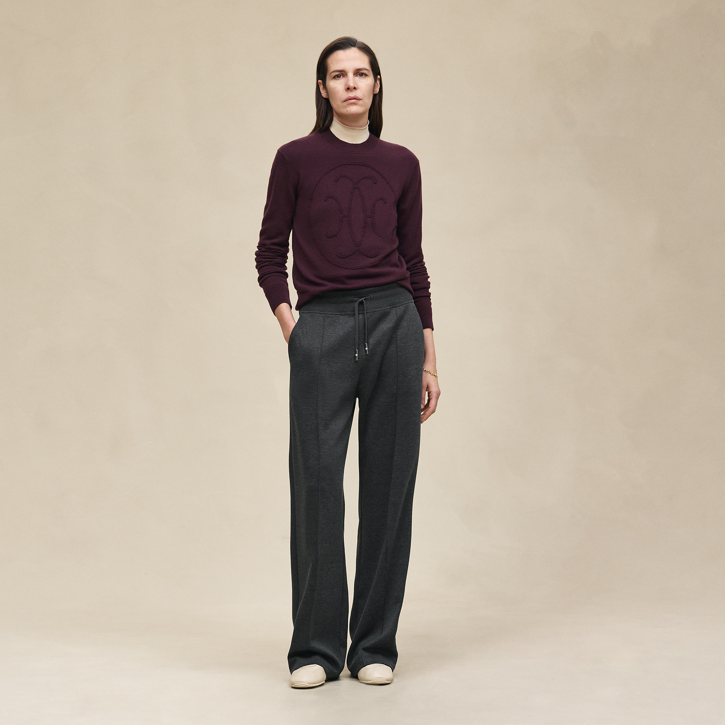 Cashmere "H Lift" long-sleeve sweater