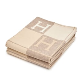 Hermes Coco and Chamomile Cashmere and Merino Wool Avalon III Throw Blanket