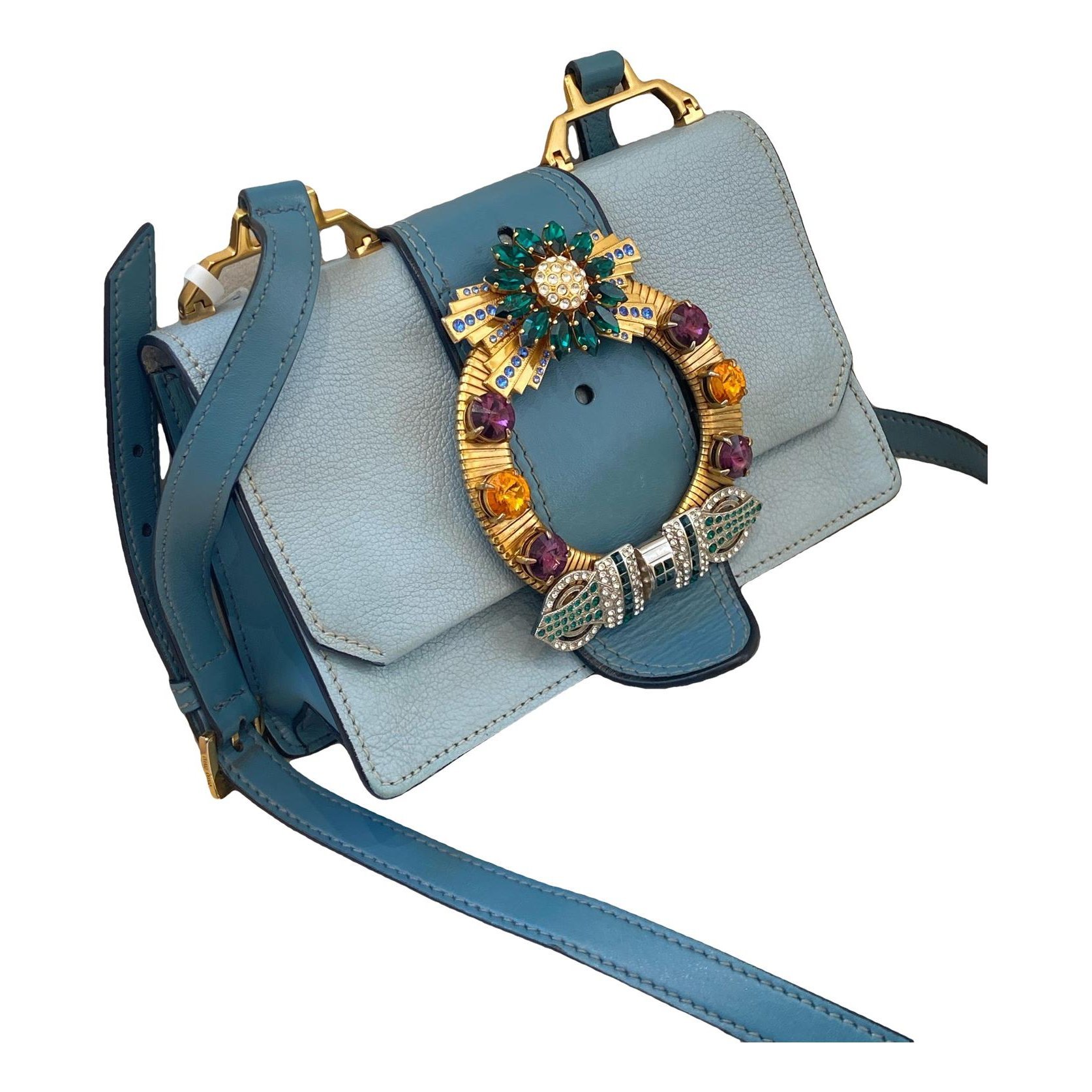 Miu Lady leather crossbody bag