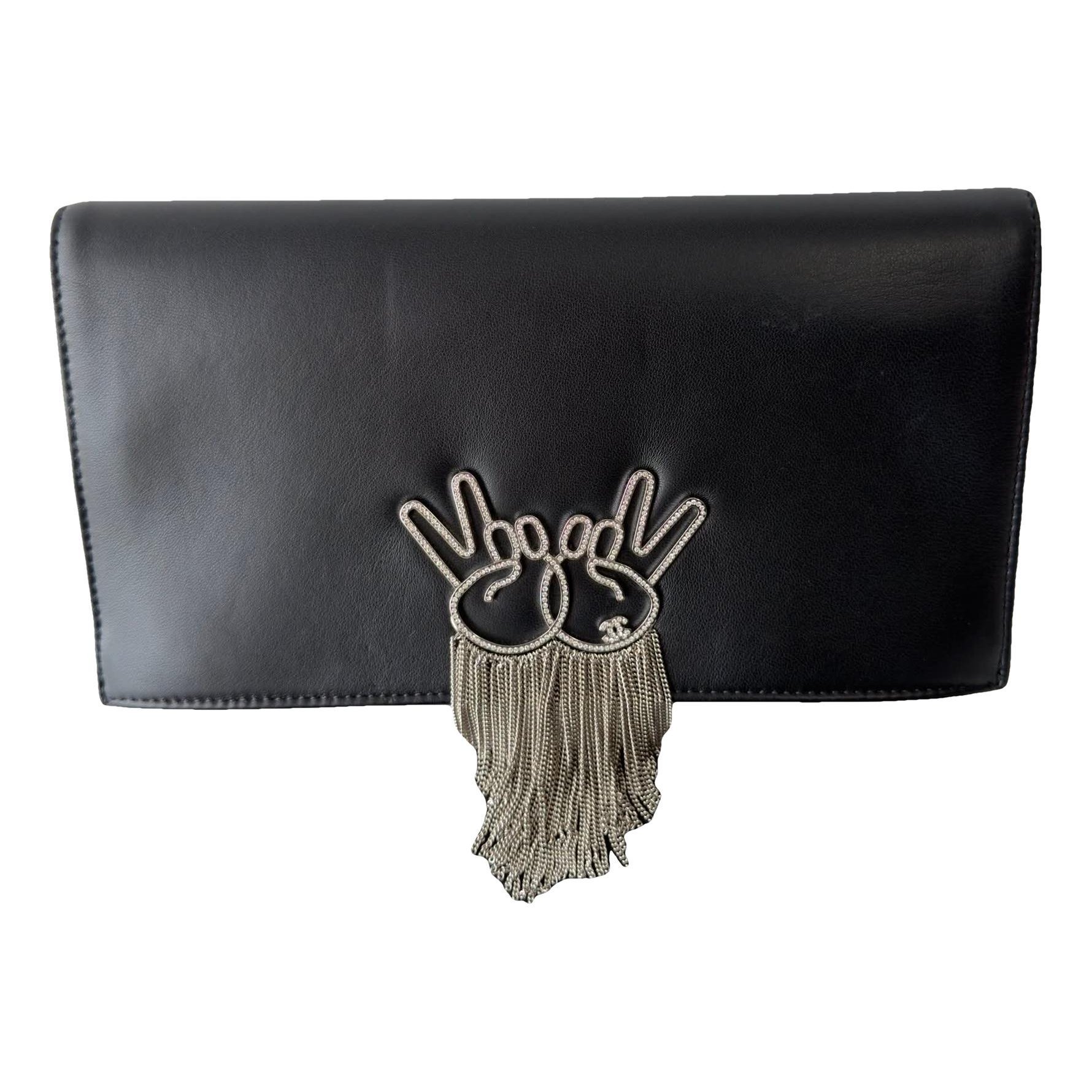 Leather clutch bag