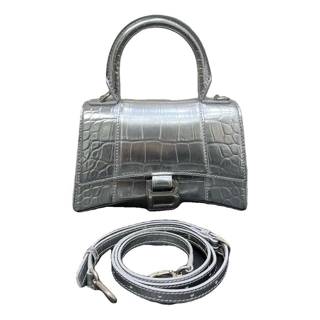 Hourglass leather handbag