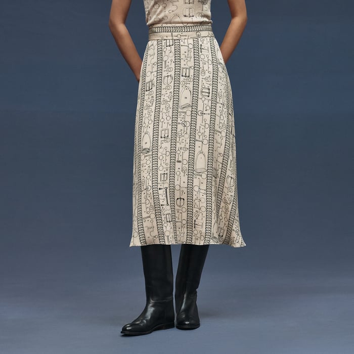 Beige Pierre d'Istrie "Cahier Du Colporteur" Straight Skirt