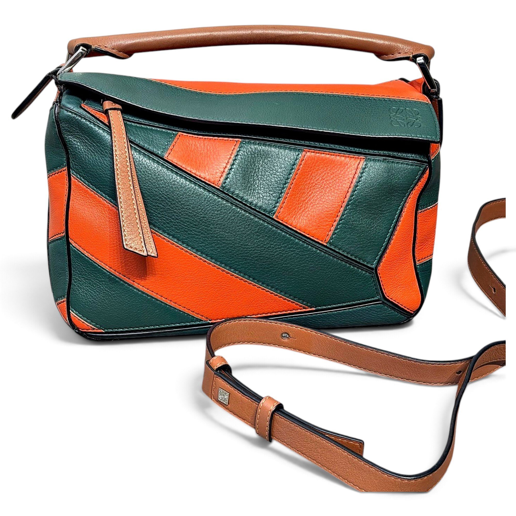 Puzzle leather handbag
