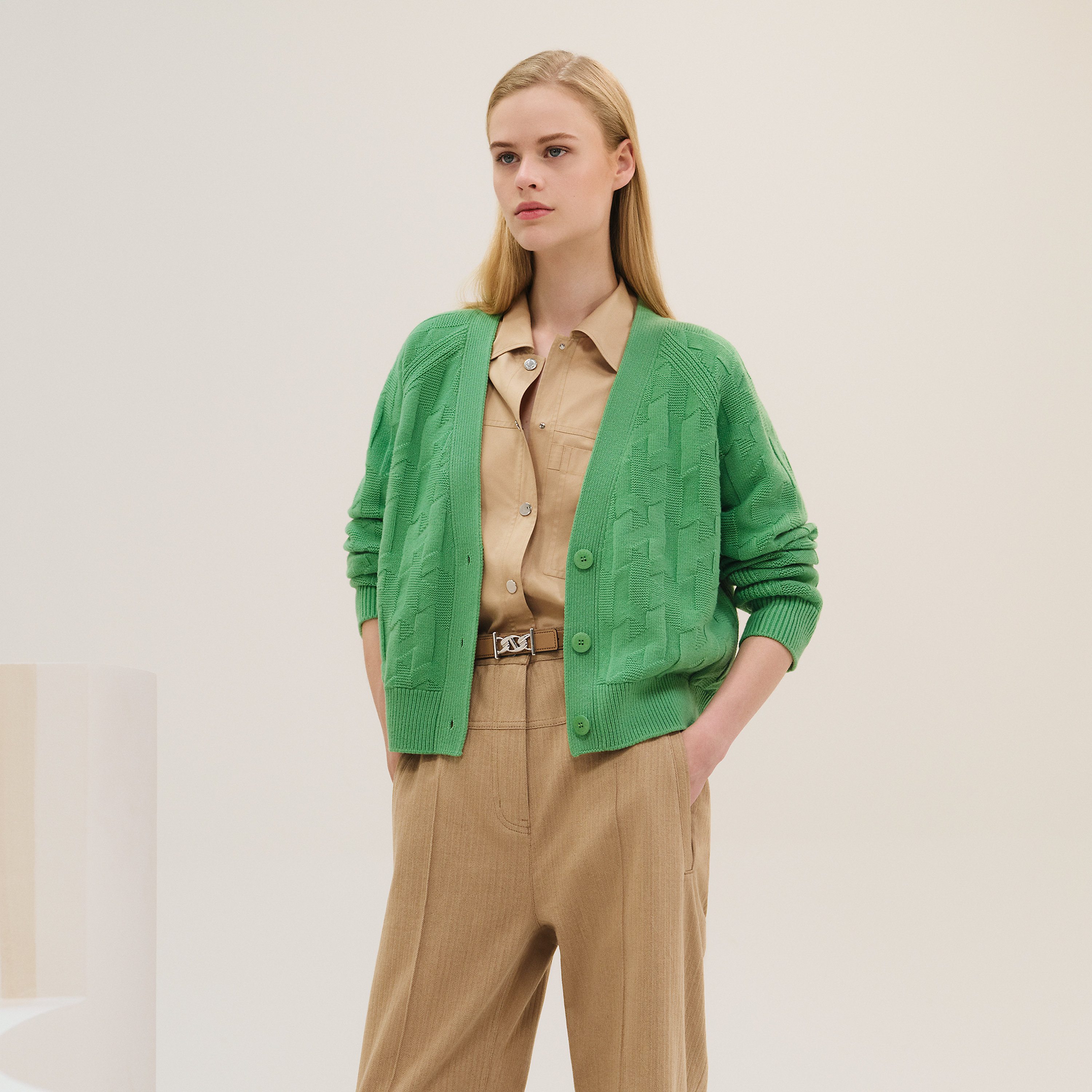 "H" long-sleeve cardigan
