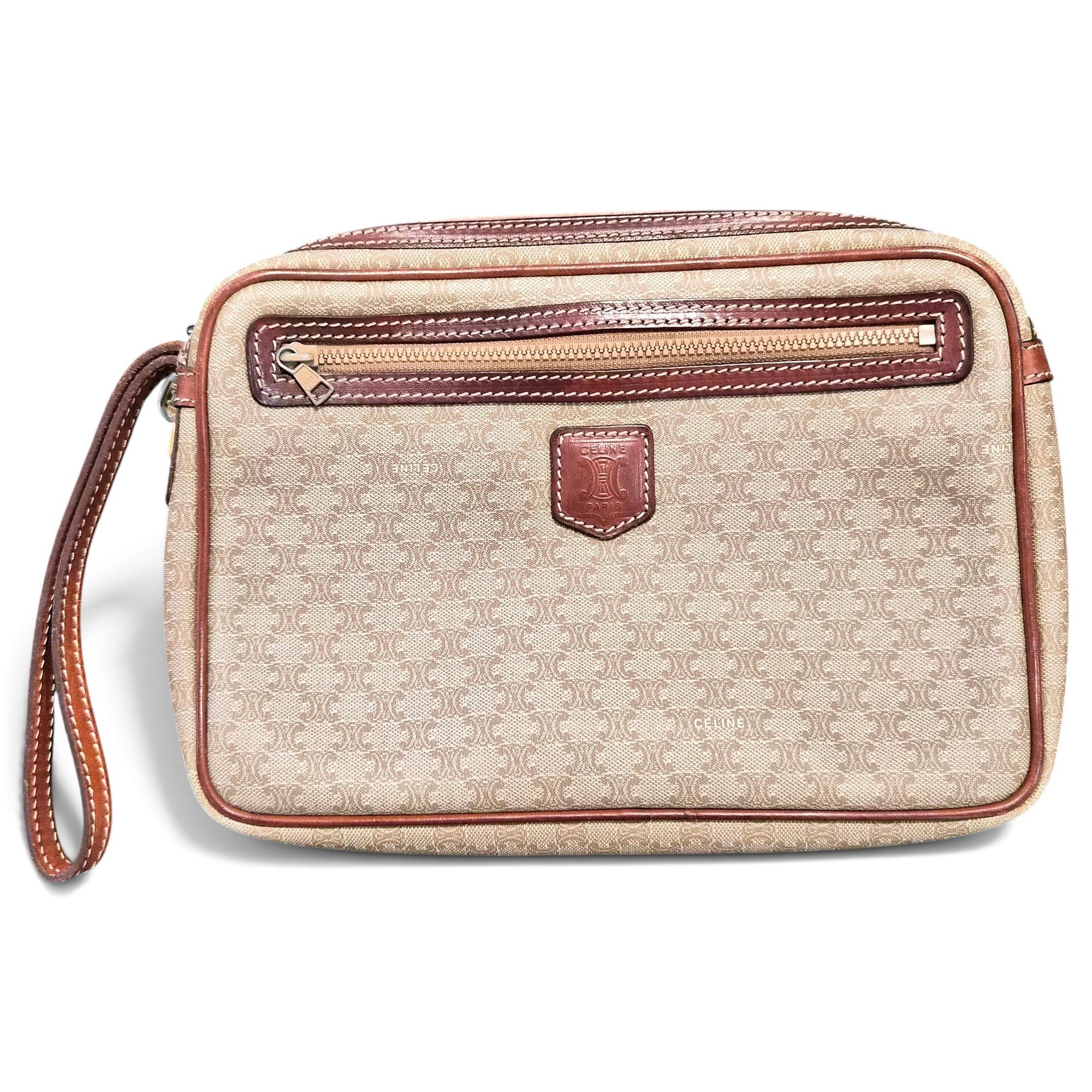 Triomphe Vintage leather clutch bag