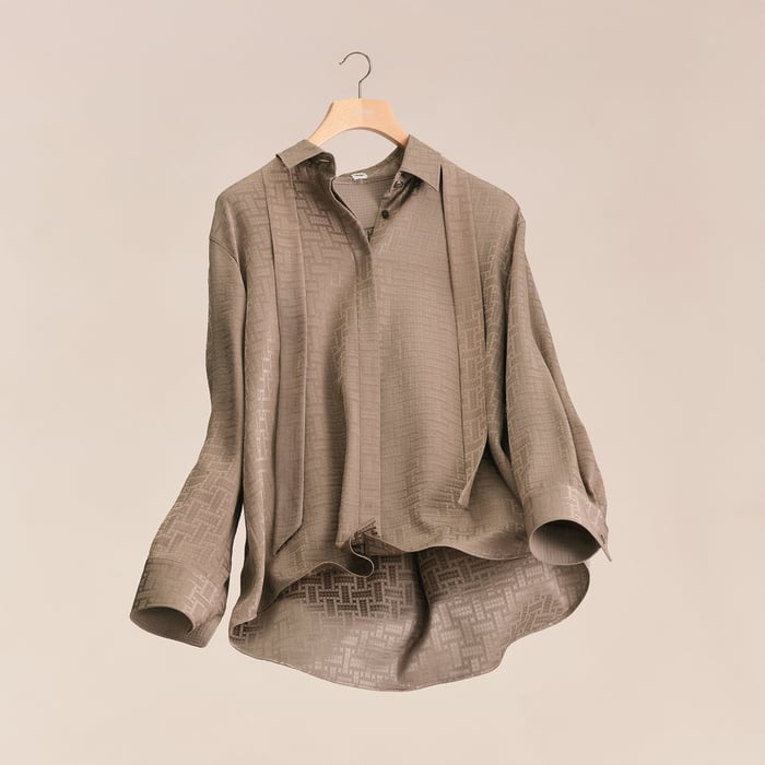 "Mosaique" Ascot Collar Shirt