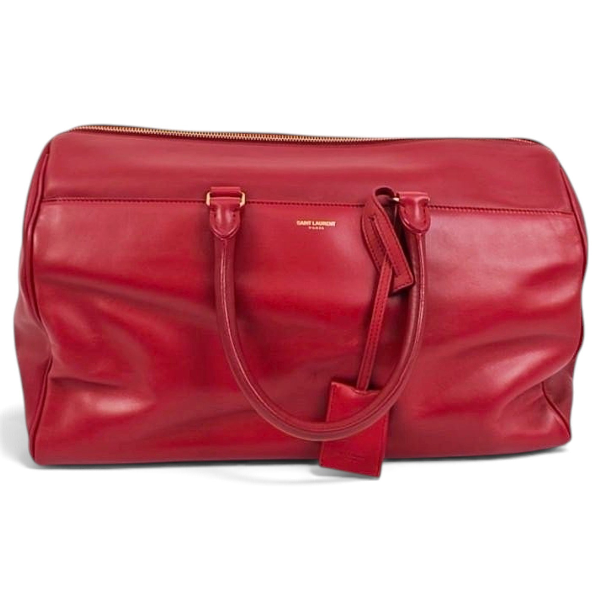 Duffle leather handbag
