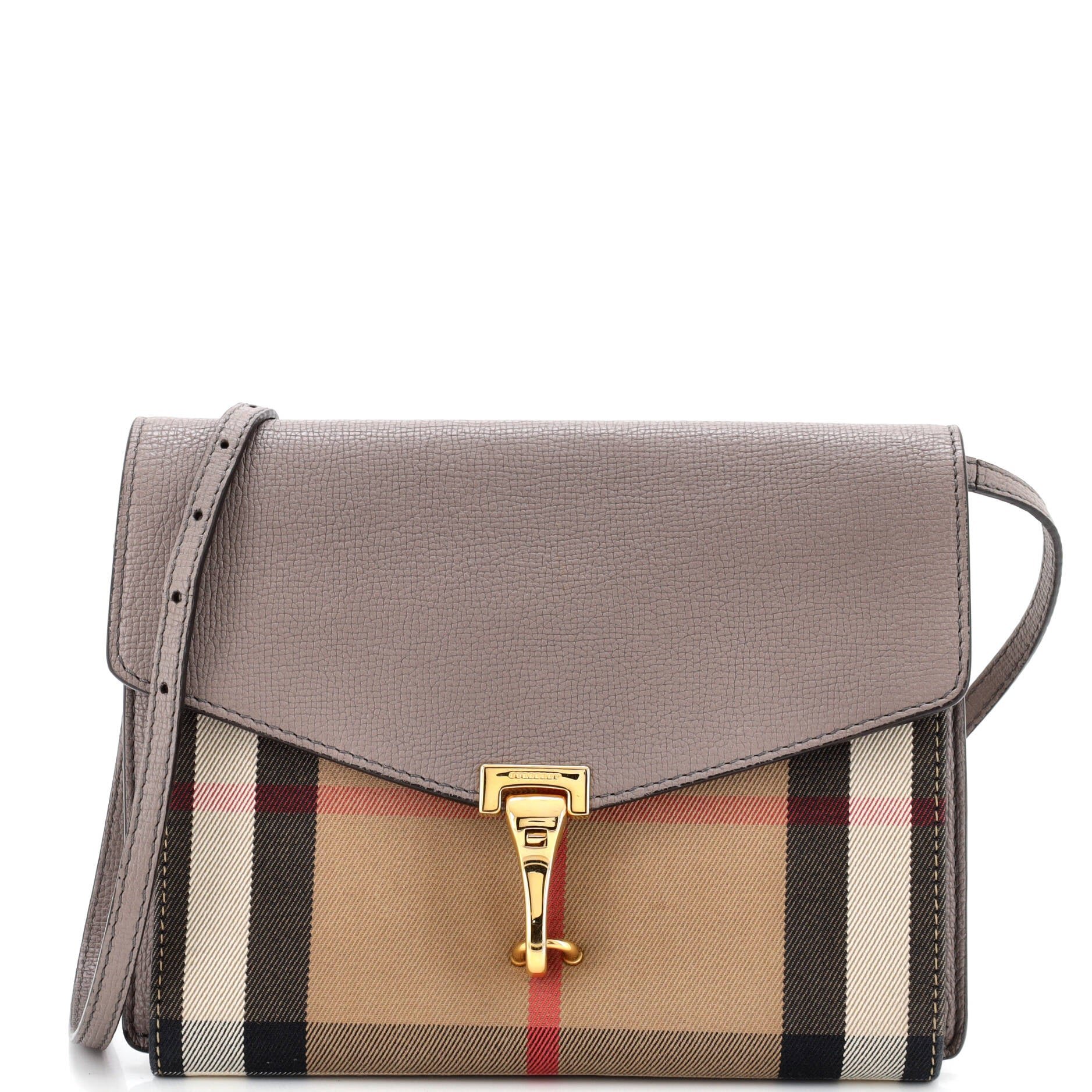 Macken Crossbody Bag Leather and House Check Canvas Small