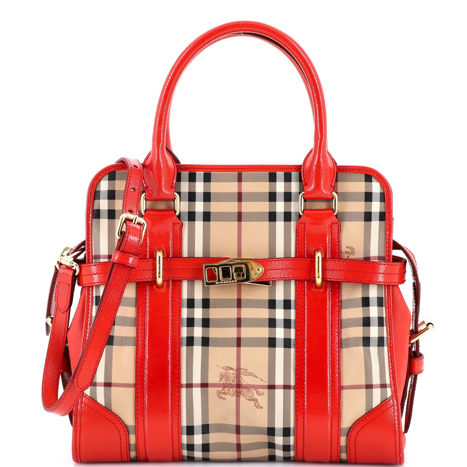 Burberry Minford Satchel Haymarket Coated Canvas Medium