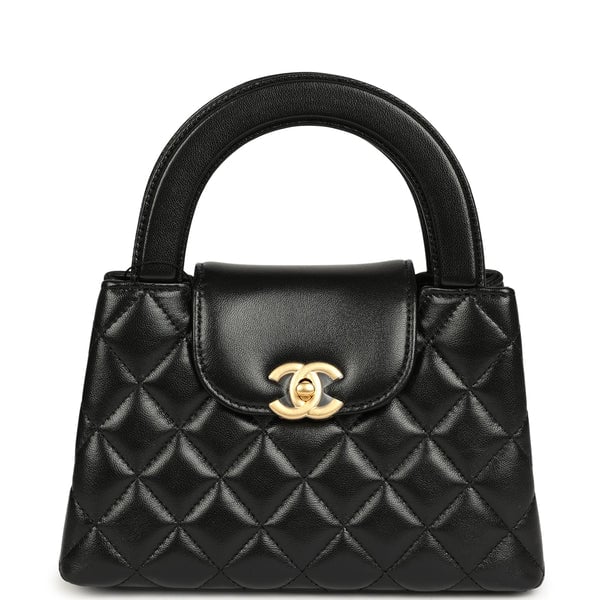 Chanel Small Kelly Shopper Black Shiny Lambskin Brushed Gold Hardware