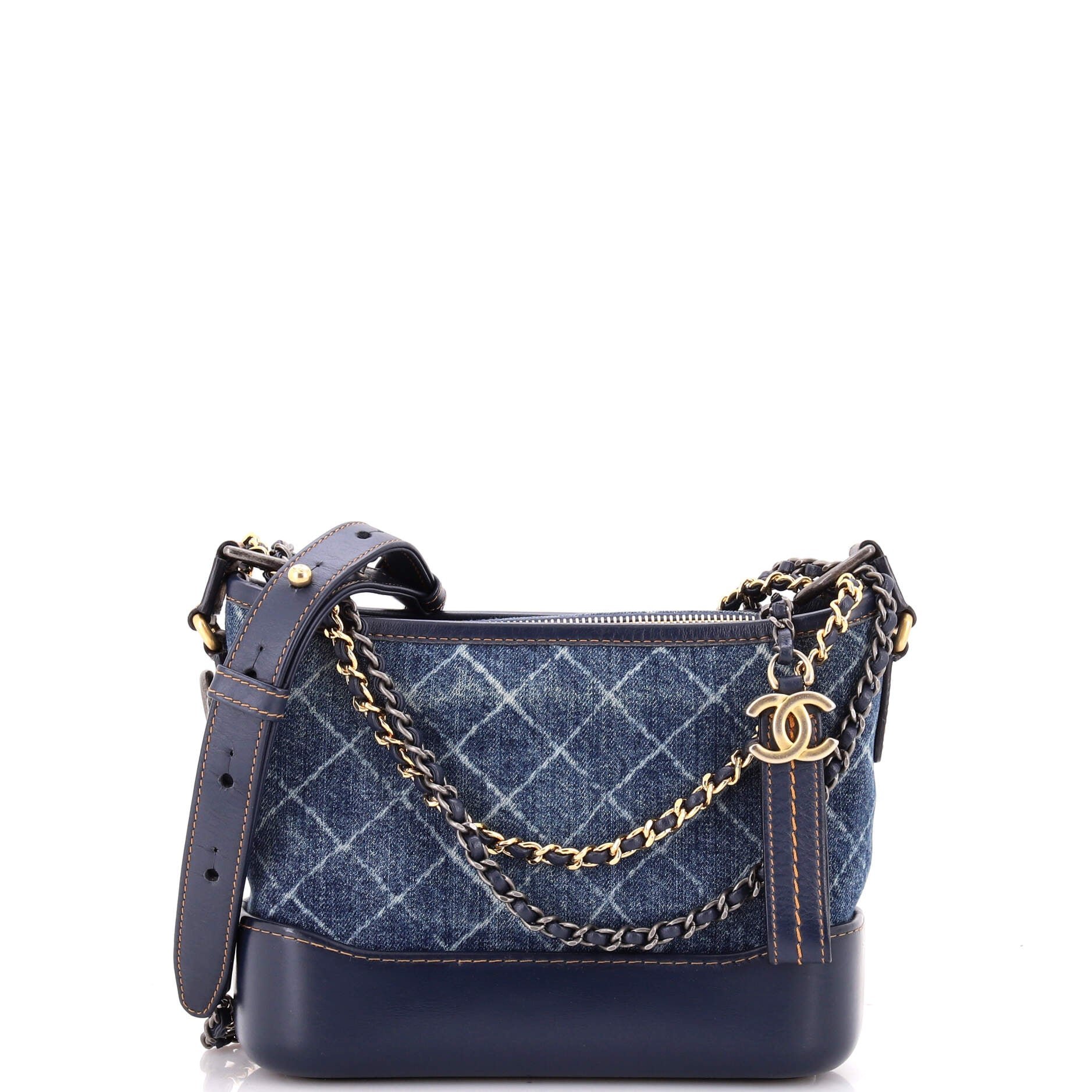 Gabrielle Hobo Printed Denim and Leather Small