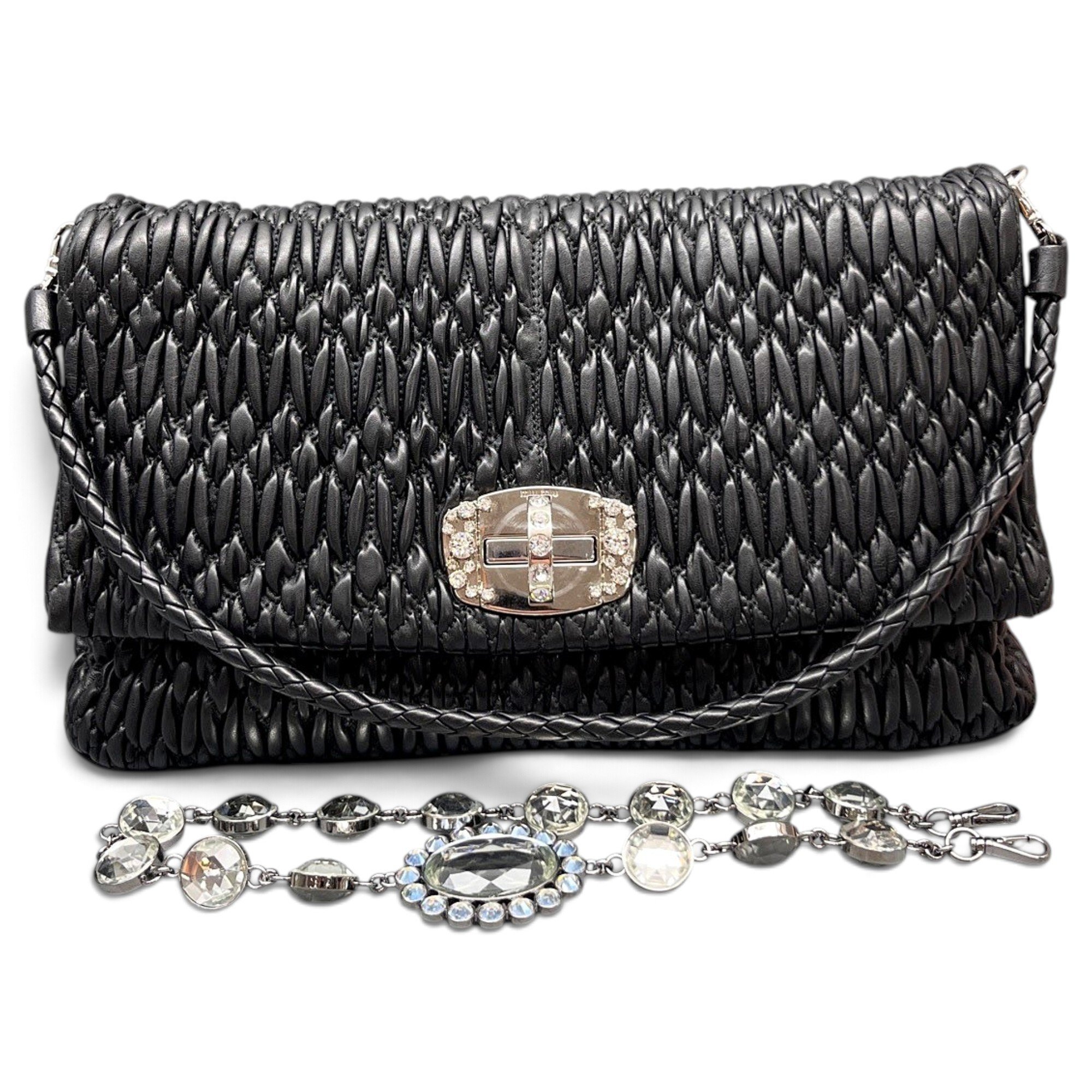 Miu Crystal leather handbag