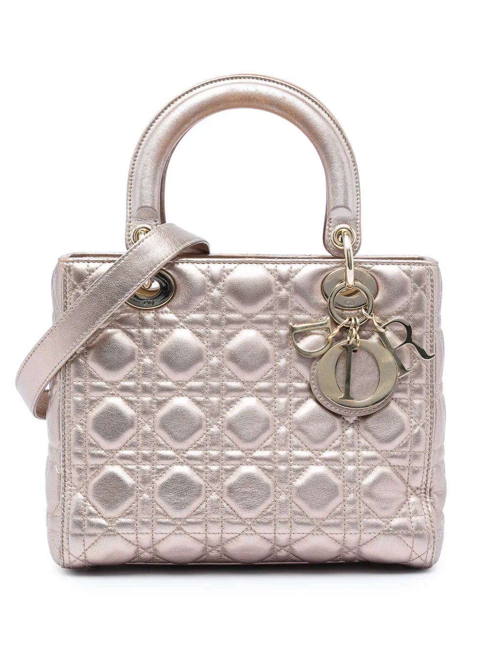 2019 Medium Metallic Lambskin Cannage Lady Dior satchel