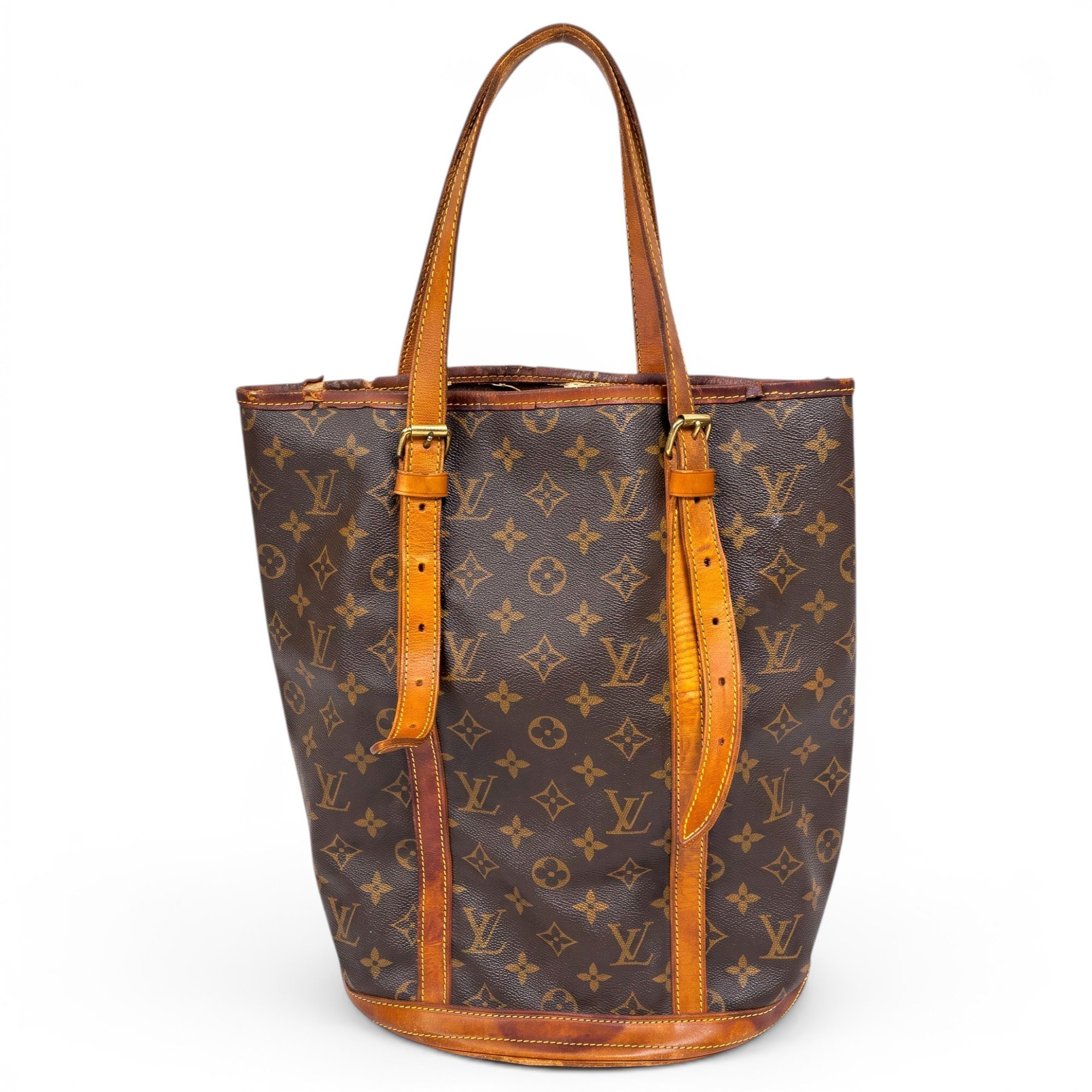 Bucket leather handbag