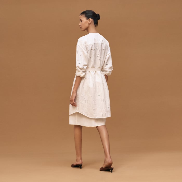 Blanc Cassé Embroidered Short Shirt Dress