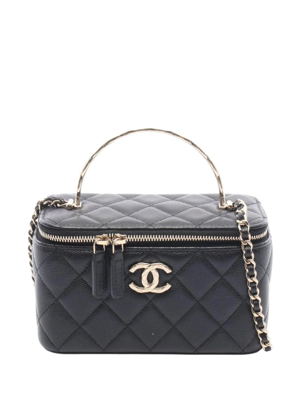 2021-2026 CC Caviar Top Handle Vanity Case with Chain satchel