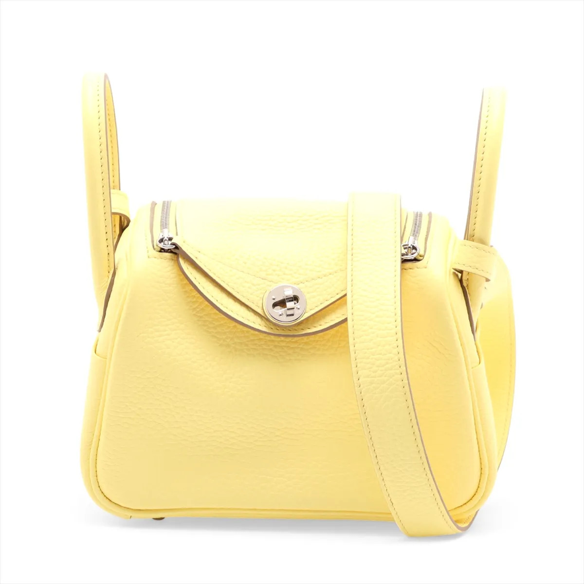 Hermès Lindy mini 20 Taurillon Clemence limoncello Silver Metal Fittings