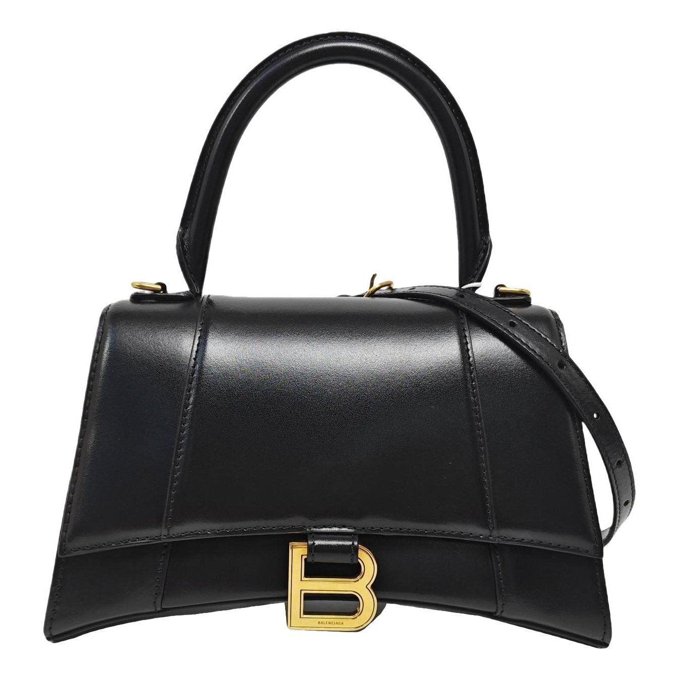 Hourglass leather handbag
