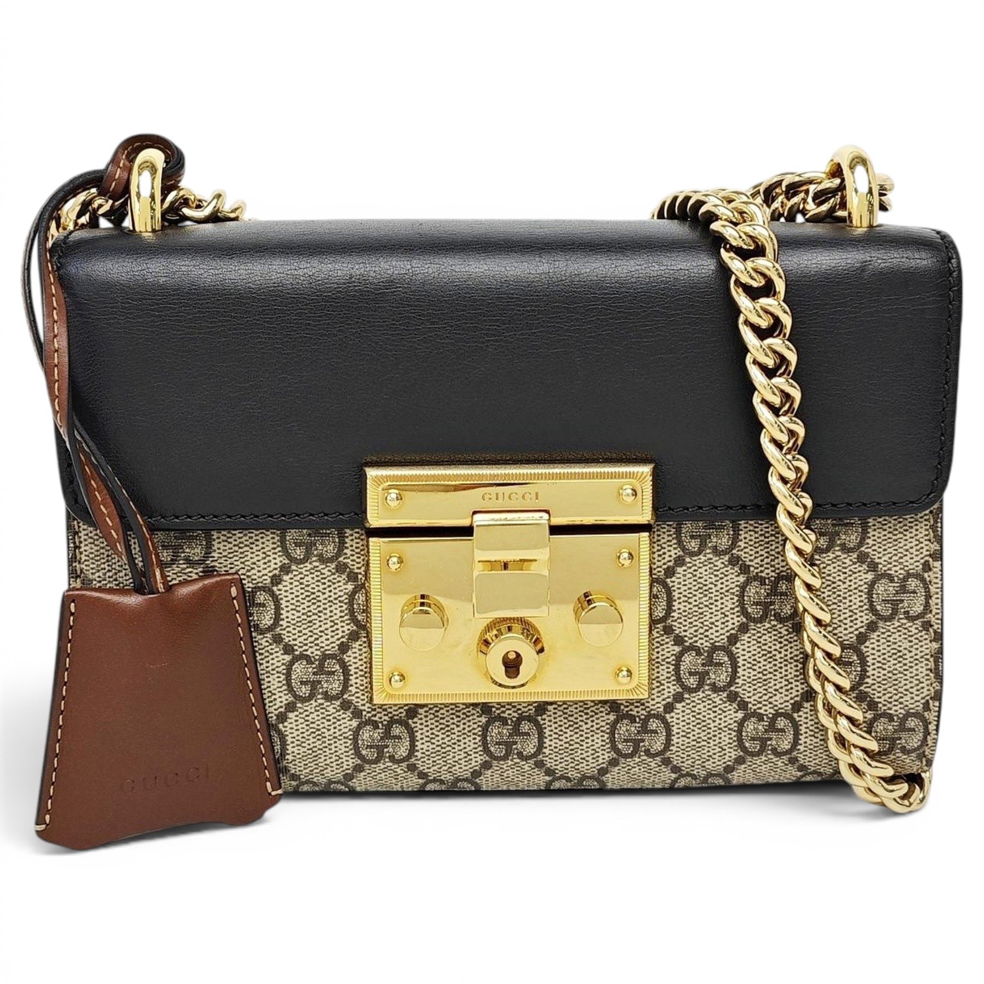 Padlock leather handbag