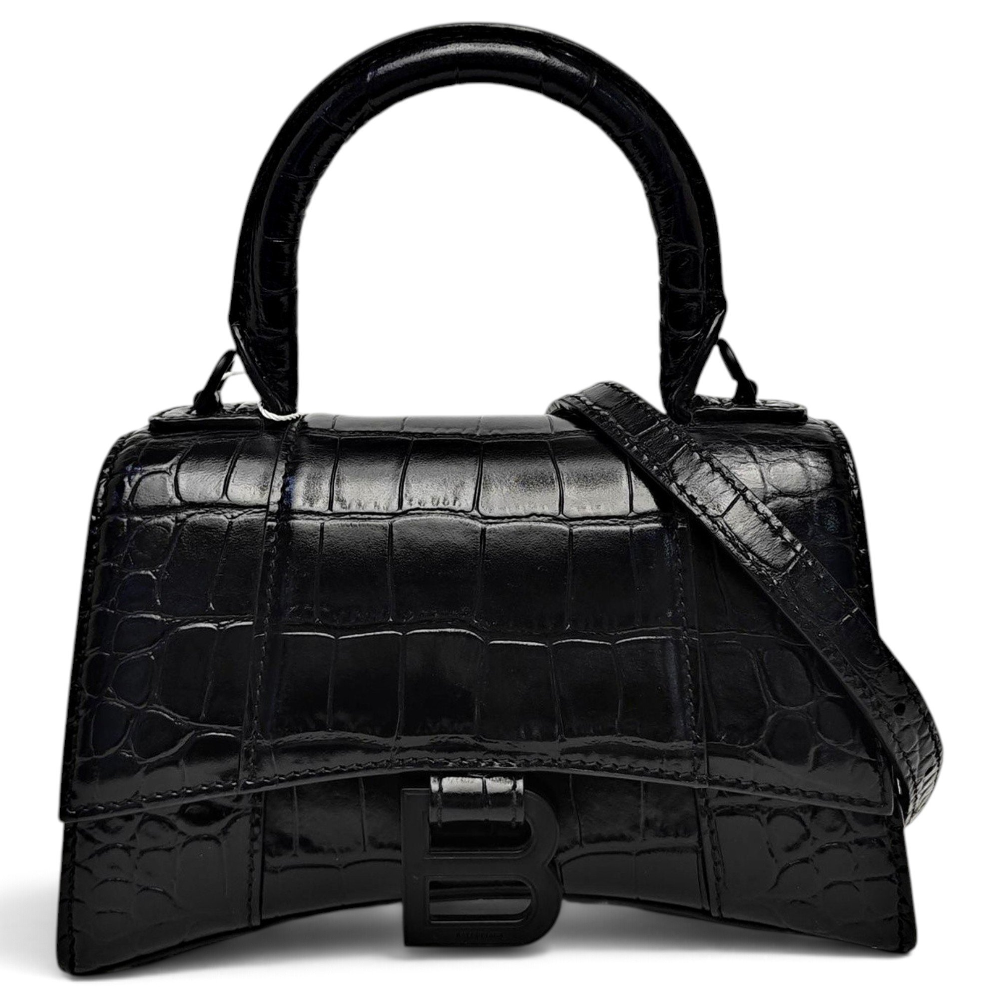Hourglass leather handbag