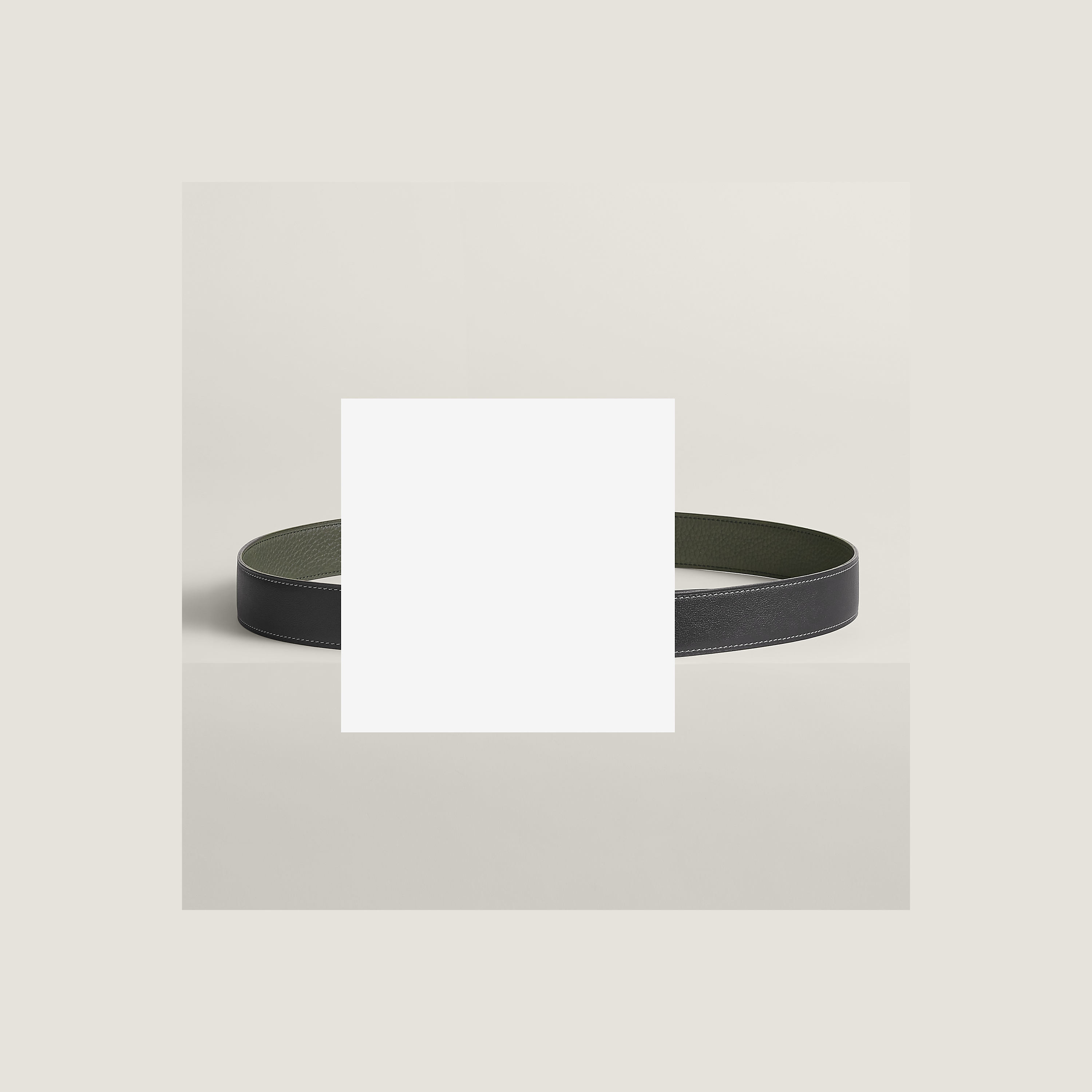 H Striee belt buckle & Reversible leather strap 32 mm