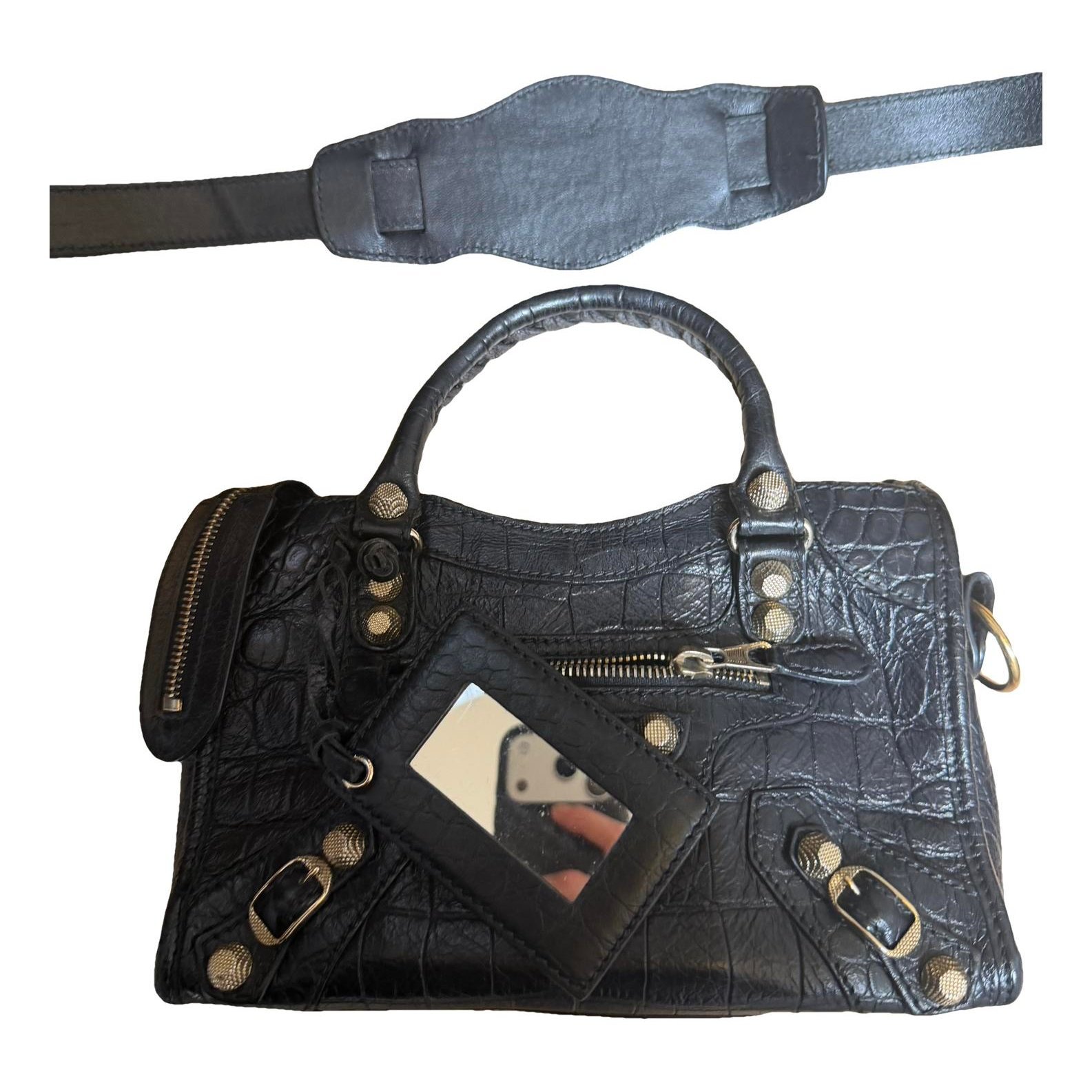 City leather handbag